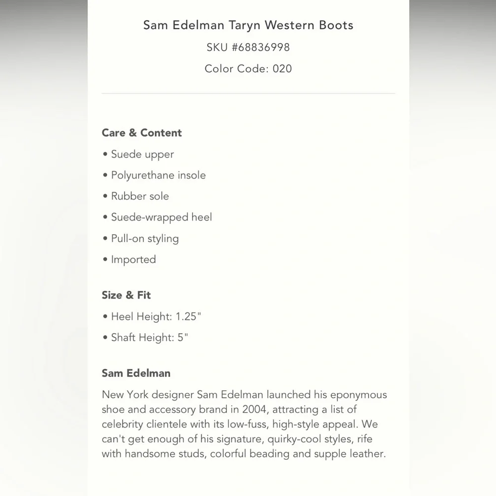 Anthropologie Sam Edelman Taryn Western Boots - Picture 12 of 14
